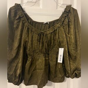 MINE Shimmering Olive Blouse